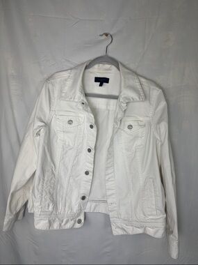Talbots White Denim Jacket with Button-Front